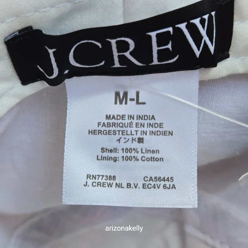 NWT J. Crew Madras Linen Bucket Hat With Ties